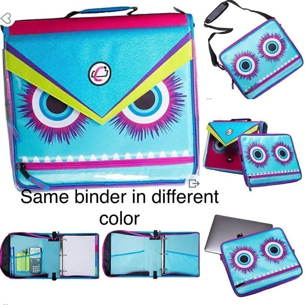 NWT Case-It Universal Monster Zipper Binder with Removable Laptop Sleeve 2” Ring